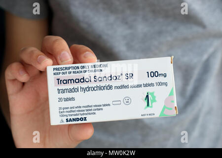 Stock photo. Pas de véritables médicaments. Endone painkiller prescription et le Tramadol Sandoz - pain killer Banque D'Images