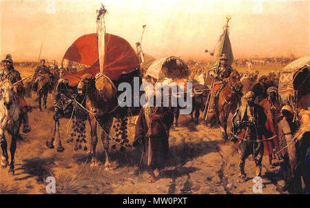 . Quitter Vienne ou retour de Vienne . Retour à l'armée du Commonwealth Polir-lithuanien loot après avoir vaincu les forces de l'Empire Ottoman sieging vienne, durant la bataille de Vienne (1683) 499 Powrot z Wiednia Banque D'Images