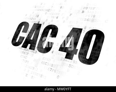 Concept : les indices boursiers CAC 40 Pixelated texte noir sur fond numérique Banque D'Images