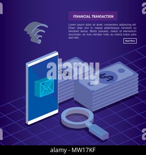 Transaction finacial icônes jeu isométrique Illustration de Vecteur