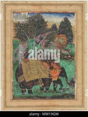 . Sultan Ibrahim Adil Shah II Circonscription son éléphant, prisé Atash Khan attribuée à Farrukh Beg Date : ca. La Culture 1600 : l'Inde (New Delhi, Deccan) Médium : aquarelle opaque et d'or sur papier dimensions : Image : 5 5/8 x 4 1/16 in. (14,3 x 10,3 cm) Classification : Peintures Ligne de crédit : prêt de Collection privée de l'homme et de la Reproduction : Collection Privée Cette oeuvre n'est pas à l'écran Share Description Cette peinture est un hommage au Sultan ses précieuses, dont les louanges de l'éléphant il chante dans sa chanson littéraire très personnel, composition-verse le Kitab-i nauras. L'imagerie de ces chansons un Banque D'Images