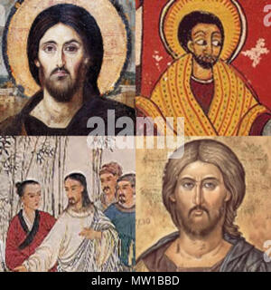 . Anglais : Montage de diverses représentations de la race du Christ. 30 mai 2012. Divers artistes qui ont tous été mort au moins 70 ans 509 théories raciales sur Jésus Christ Banque D'Images