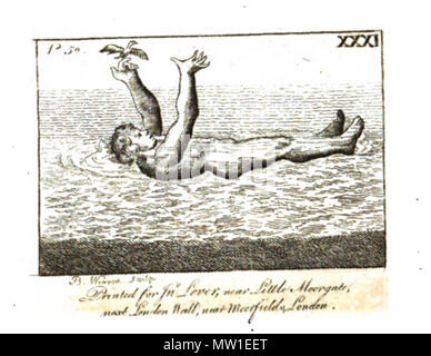 . Anglais : plaque de cuivre gravure, numérotés comme dans le titre . 1789. Illustré par une plaque de cuivre de 40 coupes. Texte par par Monsieur Thevenot. Le fait hors de l'anglais, publié par John inverseur, libraire papetier et Printseller peu de Moorgate, London Wall. 592 L'Art de la Natation-31 Banque D'Images