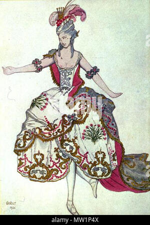 . Design original pour le costume la fée pour sportifs dans 'The Sleeping Princess'. 1921. Bakst 595 Le Conte de Carnation (Sleeping Beauty, 1921) par Léon Bakst Banque D'Images