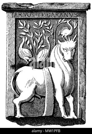 . Anglais : La Sainte Ox. - Monument Celtique trouvés à Paris sous le choeur de Notre-Dame en 1711, et conservée au Musée de Cluny et des Thermes. L'illustration n° 88 Dans 'Manners, personnalisé et habillez-vous au Moyen Âge et à la Renaissance" par Paul Lacroix . avant 1884. 596 Inconnu Le Saint Ox. - Monument Celtique trouvés à Paris (19ème) 17c. Banque D'Images