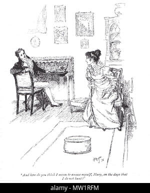 . English : Mansfield Park (Jane Austen), ch 22 : Henry Crawford annonce à sa soeur Marie, qu'il veut séduire Fanny Price . 1896. Hugh Thomson (1860-1920) 605 Thomson-MP-CH-22 Banque D'Images