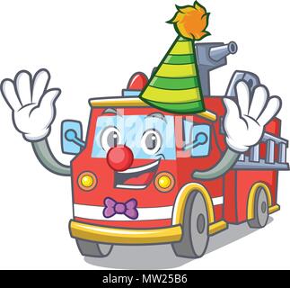 Clown fire truck mascot cartoon Illustration de Vecteur