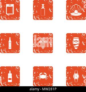 Communion icons set, grunge style Illustration de Vecteur