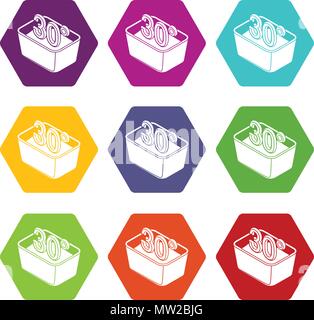 Lavage à la main 30 degrés celsius icons set 9 vector Illustration de Vecteur