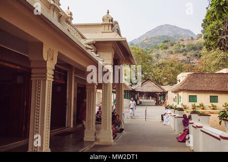 Arunachala, Tiruvannamalai, Tamil Nadu en Inde, le 24 janvier 2018 : l'Ashram de Sri Ramana Maharshi Banque D'Images