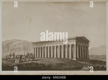 . Anglais : William Wilkins. Les antiquités de la Grande Grèce, London, Longman, Hurst, Orme et Rees, MDCCCVII (1807). 1807. William Wilkins (architecte) 632 Vue sur le Temple de Segesta - Wilkins William - 1807 Banque D'Images