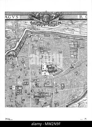 . English : Parti du plan de Rouen, réalisé par Gomboust en 1655. 7 avril 2009, 15:35:24. Jacques Gomboust 486 Plan 2 - partie nord de Rouen - Gomboust 1655 Banque D'Images