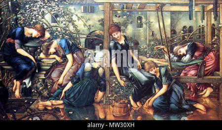 . "Le Garden Court' de la 'Légende de Briar Rose' par Sir Edward Burne-Jones, situé à Buscot Park, l'Oxfordshire. 1890 595 La Cour Jardin Buscot Park Banque D'Images