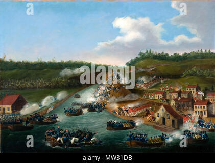 . La bataille de Queenston Heights . Anglais : Représentation de la bataille de Queenston Heights. . Vers 1812-1855 75 Bataille de Queenston Heights, artiste inconnu Banque D'Images