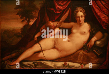 . Anglais : Vénus et Cupidon, anonyme de Hollande ou d'Allemagne travaillant dans Venise, c. 1580 ou 1600. Huile sur toile. Trouvés en Allemagne après la Seconde Guerre mondiale. Numéro d'adhésion : 1867 ou le MRN 16 . Photographie par Rama 628 Vénus et Cupidon mg 0004 Banque D'Images