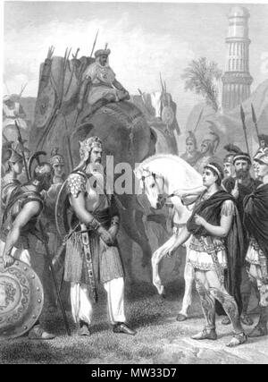 . English : 'abandon de Porus à l'empereur Alexandre,' une gravure par Alonzo Chappel, 1865 Source : ebay, juin 2001 . 1865. Alonzo Chappel 581 Abandon de Porus à l'empereur Alexandre Banque D'Images