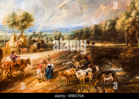 L'Angleterre, Londres, Hertford House, la Wallace Collection, peinture intitulée 'L'Arc-en-ciel Paysage' de Peter Paul Rubens daté 1636 Banque D'Images