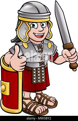 Soldat Romain Cartoon Character Illustration de Vecteur