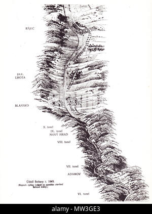 . Rytiny vydané Reprodukce Čeština : na památku otevření železniční dráhy . 1 mai 2012, 09:40:50. Pas de ligne de chemin de fer Adamov-Rajec 1849 510 Banque D'Images