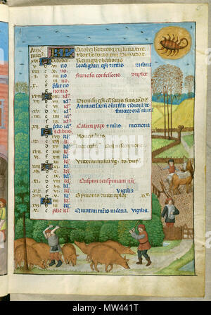 . Anglais : British Library blog voir mois de 2011 pour obtenir des détails spécifiques sur l'image . 18 novembre 2010. Artistes de 1480 26 Autres 18851, f. Page 6 Calendrier pour Octobre Banque D'Images