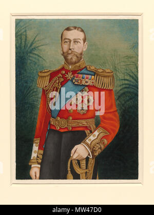 . Anglais : cette société peinture est un portrait du roi George V, qui a succédé à son père, Édouard VII, en 1910. La peinture est probablement basé sur une illustration dans un magazine, peut-être l'un émis pour commémorer son couronnement le 22 juin, 1911 ou, plus probablement, le Delhi durbar, qui a eu lieu en décembre et a été suivie par le roi George et de la reine Mary dans le cadre de leur visite d'état en Inde, la première d'un monarque britannique régnant. C'est à cette occasion que le couple ont été officiellement proclamé empereur et impératrice des Indes et l'annonce de la décision de déplacer la capitale à partir de la ca Banque D'Images