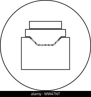 Archieve Documents ou tiroir icône noire au contour du cercle je vector isolated Illustration de Vecteur