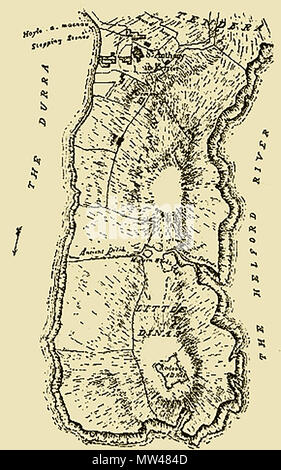 Une très vieille carte montrant l'église de Saint Antoine de Kerrier (Meneage Lantinney Lannentenin) près de *ou Lanyntenyn) Banque D'Images