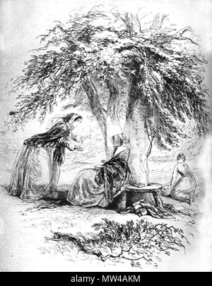 . Anglais : Lady Dedlock dans le bois Phiz (Hablot K. Browne) Gravure 1853 5 3/8 x 4 3/8 pouces sur une page de 8 7/16" x 5" face à la page 357 (ch. 36, 'Chesney Wold') de la Dickens Bleak House . 6 février 2012, 15:17:05. Hablot Knight Browne (Phiz) 356 Lady Dedlock dans le bois Banque D'Images