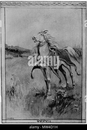 . Anglais : à partir de la réserve de la Mahabharata par Romesh Chunder Dutt . D'abord publié en 1899. Romesh Chunder Dutt 518 Retour de l'enterrement horse Banque D'Images