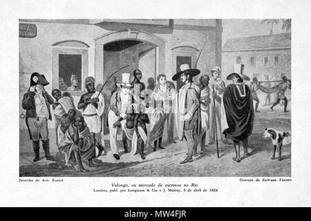 . Português : Maia, ou Mercado de Escravos no Rio . 5 avril 1824. Desenho de Augustus Earle, Gravura de Edward Handy 64 Augustus Earle - Rua do Valongo Banque D'Images