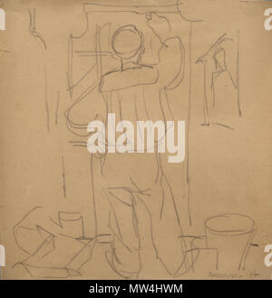 . Español : Obra "Pintor' del Pintor uruguayo Rafael Barradas (1890-1929) Lápiz sobre papel de 22 cm de haut x 21 cm de ancho, c.1927. La obra de Fotografía tomada por Eduardo Baldizan. vers 1927. Rafael Barradas (1890-1929) 510 Rafael Barradas - Pintor Banque D'Images