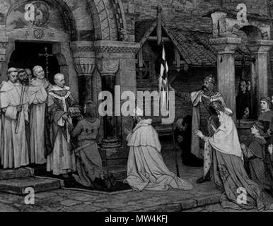 . English : Thierry d'Alsace et Léonius de Furnes remettant les reliques du Saint-Sang . 31 août 2013, 14:34:52. Albert De Vriendt (1843-1900) 604 Thierry d'Alsace remettant les reliques du Saint-Sang -Albert De Vriendt Banque D'Images