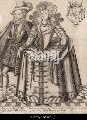 . Portrait de Robert Carr, 1er comte de Somerset, et sa femme, Frances Carr, comtesse de Somerset . vers 1615. Reginold Elstrack 523 Robert Carr je Frances Howard Banque D'Images