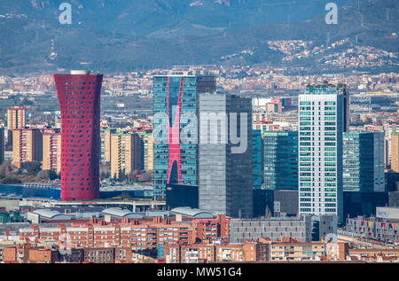 Espagne , Province de Barcelone, l'Hospitalet de Llobregat sur les toits de la ville, Banque D'Images