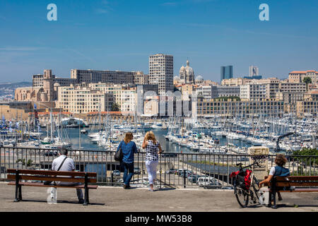 La ville de Marseille,France, ligne d'horizon, la grande cathédrale, Vieux port Banque D'Images