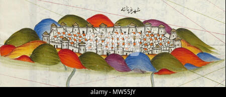 . Español : Vista de la ville de Grenade. Detalle del mapa de las costas del Antiguo Reino de Granada en un manuscrito del atlas nautique de Piri Reis titulado Kitab-i (siglo XVI Bahriye). Anglais : Vue de la ville de Grenade. Détail de la carte des côtes de l'ancien royaume de Grenade dans un manuscrit de l'Piri Reis atlas nautique intitulé Kitab-i Bahriye (16ème siècle). 16e siècle. Piri Reis (circa 1467 - circa 1554) Noms alternatifs Hac Ahmed Muhiddin Piri Description amiral turc, géographe et cartographe Date de naissance/décès entre 1465 et 1470, 1554 ou 1555 o Banque D'Images