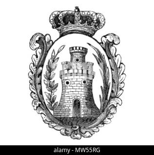 . Español : Escudo de la localidad de Algeciras descrito y publicado en la obra Manual de la provincia de Cádiz de Luis de Igartuburu en 1847. Según esta fuente [1] . 7 avril 2015, 14:48:31. Luis de Igartuburu Lescudo 195 de Algeciras 1847 Banque D'Images