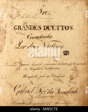 . Português : Gabriel Fernandes da Trindade - Duetos Concertantes para dois violinos (Rio de Janeiro, c.1814) - Página de Trás do violino II . 14 février 2016, 12:42:30. Gabriel Fernandes da Trindade (1798-1854) 232 Gabriel Fernandes da Trindade - Duetos concertantes (c1814) - Violino2 Banque D'Images