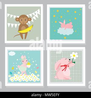 Vector set de cartes avec des animaux. EPS 10. Illustration de Vecteur