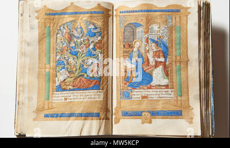 . Anglais : Arbre de Jessé et l'Annonciation d'un 15ème siècle livre d'heures rhénane : Kalliope Beatae Mariae Virginis, Stadtbibliothek Lübeck, Mme theol. lat. 8° 176 . 15e siècle. 654 Inconnu Wurzel Jesse Banque D'Images