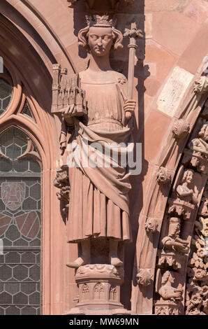 Bâle, Münster (Basler Münster), Westfassade, Heinrich II Kaiser, um 1280/1285 Banque D'Images