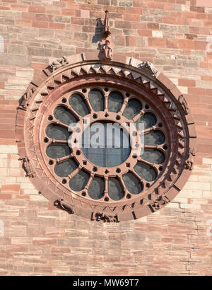 Bâle, Münster (Basler Münster), Radfenster Querhaus, NLF (Glücksrad, Rota Fortunae) Banque D'Images