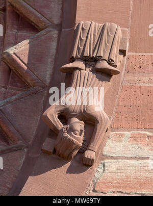 Bâle, Münster (Basler Münster), Radfenster Querhaus, NLF (Glücksrad, Rota Fortunae), détail Banque D'Images