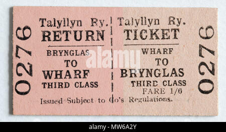 Vintage Welsh Talyllyn Railway Billet de train - Quai Brynglas Banque D'Images