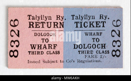 Vintage Welsh Talyllyn Railway Train ticket Dolgoch Wharf Banque D'Images