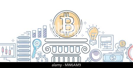 - Ligne d'affaires Bitcoin colorés de style design illustration Illustration de Vecteur