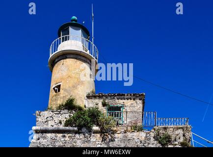 Ancienne forteresse de Corfou phare Banque D'Images