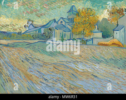 . English : Vue de l'asile et de la Chapelle Saint-Paul de Mausole (Saint-Rémy) . Peint à Saint-Rémy, automne 1889 634 Vincent van Gogh vue de lasile et de la chapelle Saint-Paul de Mausole Banque D'Images