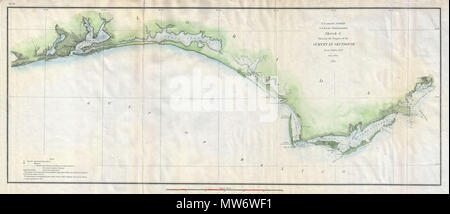 . G croquis montrant la progression de l'enquête à la Section VII De 1849 à 1853. Anglais : c'est un beau 1852 U.S. Coast Survey tableau triangulation de la côte de la Floride. Couvre de Perdido Bay vers l'est au-delà de la baie de Pensacola et Santa Rosa Bay St., marques et Appalachie Bay. Indique la ville de Pensacola, Floride. Produit sous la direction de notre ère . (1853) 8 du 1853 U.S. Coast Carte d'enquête de l'ouest de la Floride - Geographicus - FloridaPensa-Cu-1853 Banque D'Images