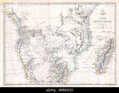 . L'Afrique centrale. Anglais : cette main rares carte en couleur est une gravure lithographique de la Norvège et de la Suède, datant de 1846 par le légendaire cartographe S.A. Mitchell, l'aîné. Dépeint la Scandinavie en totalité, de l'Arctique au Danemark. Comprend la Finlande. Tableau des districts d'administration sur le côté gauche. . (1868) en date du 9 - Expédition 1868 Weller Plan de l'Afrique centrale (Angola, Botswana, Tanzanie, etc. ) - Geographicus - CentralAfrica-dispatch-1868 Banque D'Images